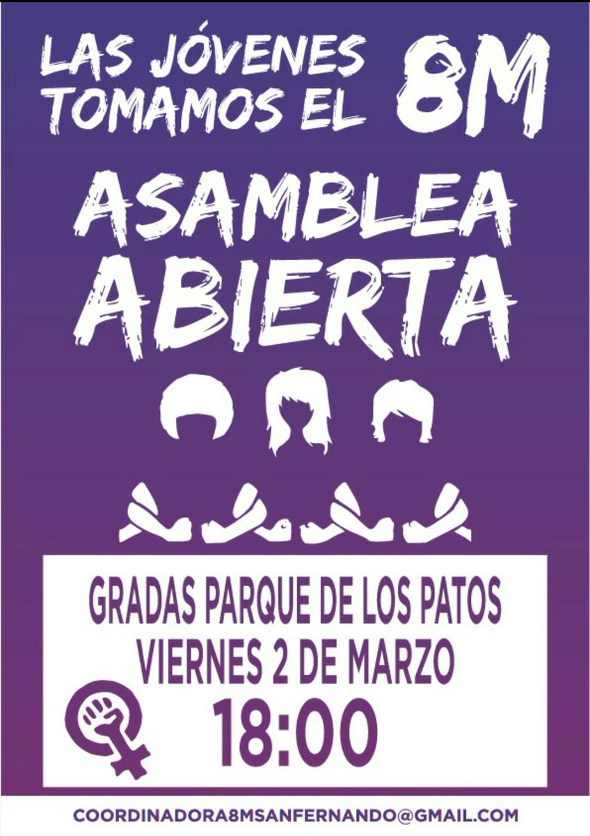 MareaJovenSF's tweet photo. Este viernes en las gradas de patos, asamblea abierta para la preparación de la huelga feminista. Las jóvenes tomamos el 8M. ¡Te esperamos! https://t.co/VcaoaIxfqD