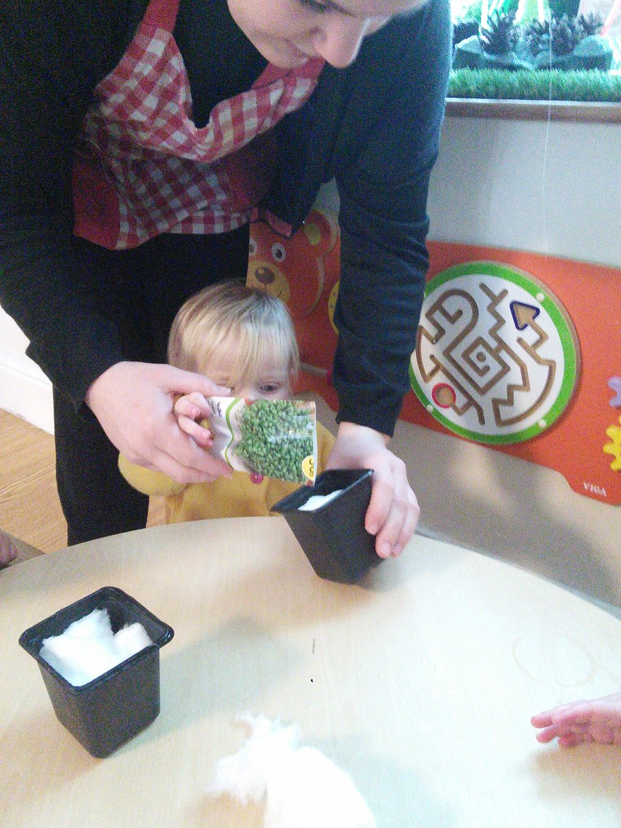 snapatworth's tweet photo. Babies create a growing area, stuffing cotton wool in plant pots and sprinkling cress seeds to grow hair for their funny faces.๐ฑ #growingarea https://t.co/GfNuym9WPf