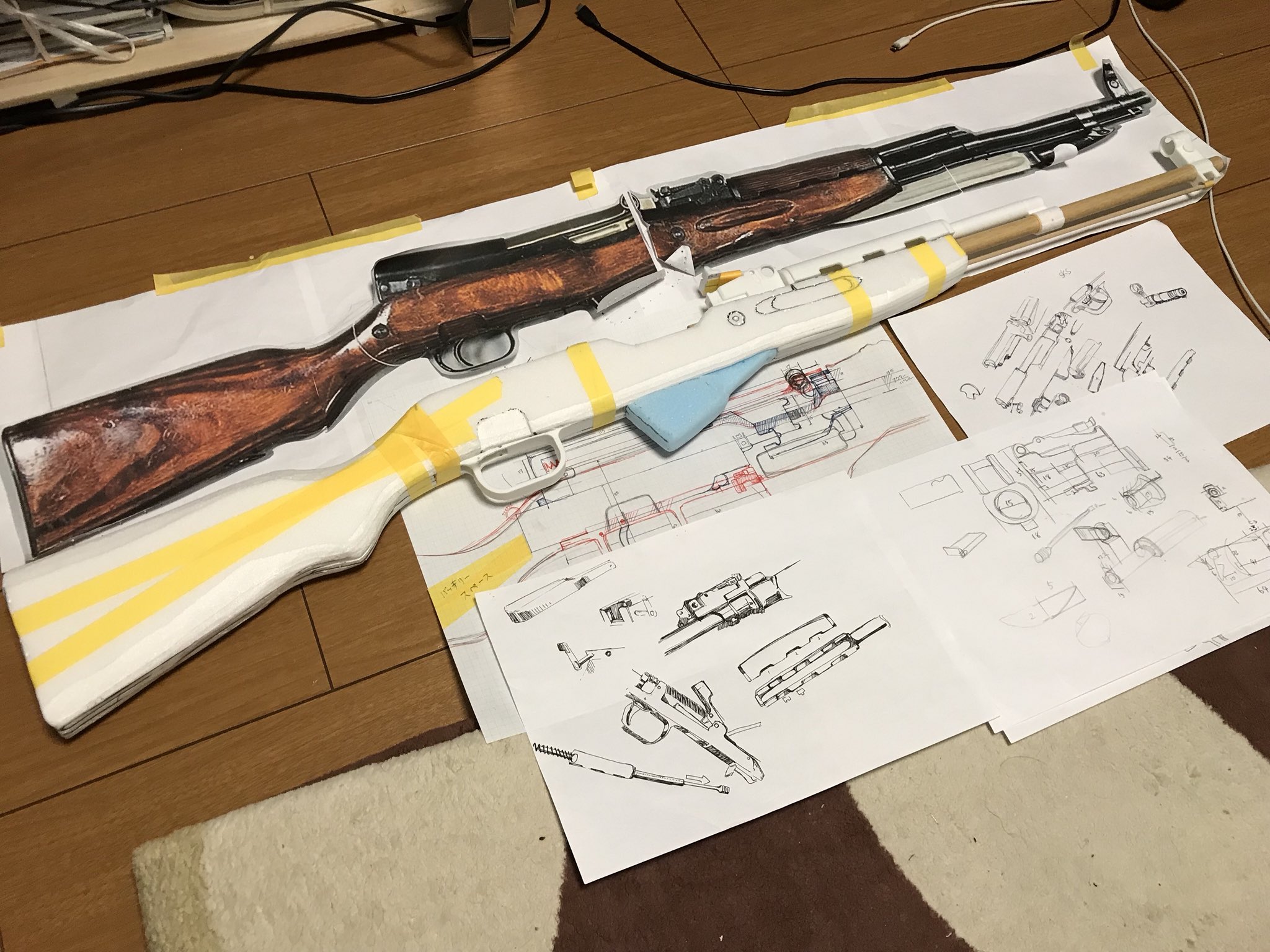 バリーさん A Twitter Sks シモノフ 一応図面は引いてるんですよ ただ 厚みが謎すぎて トイガン化すれば必ず需要があると思う銃 T Co Qplbqbizoo Twitter