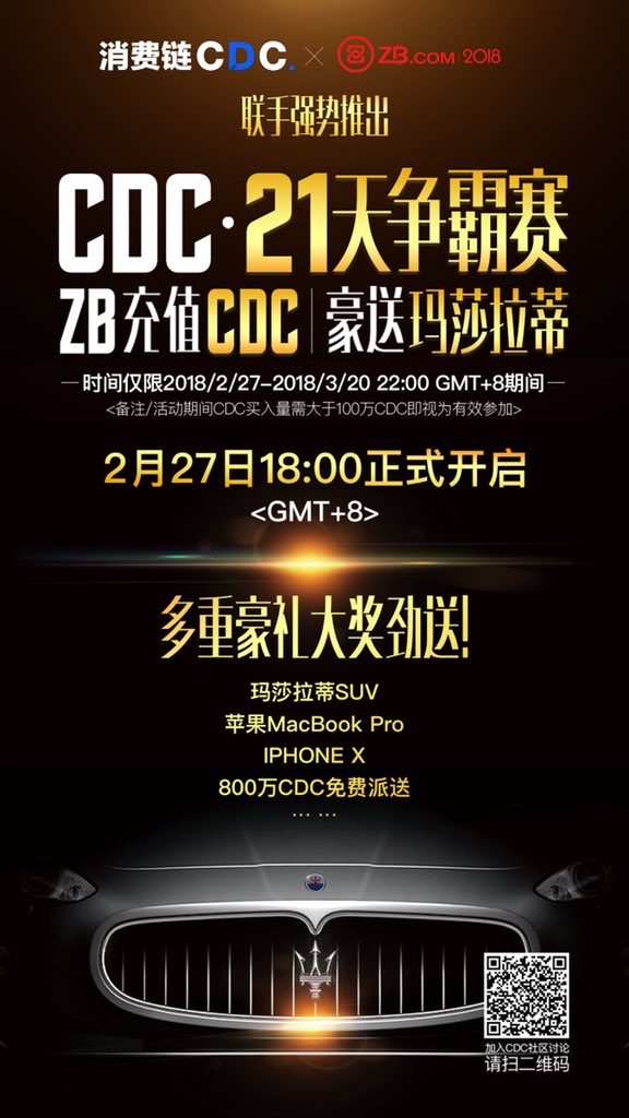 CdcCdcofficial's tweet photo. Volume of QC and USDT, 590 million, 170 million. Within 21 days, if you are on the zb trading site, about 1 million transactions. There will be a chance to get Maserati 👏👏 https://t.co/ykzw66ib8g