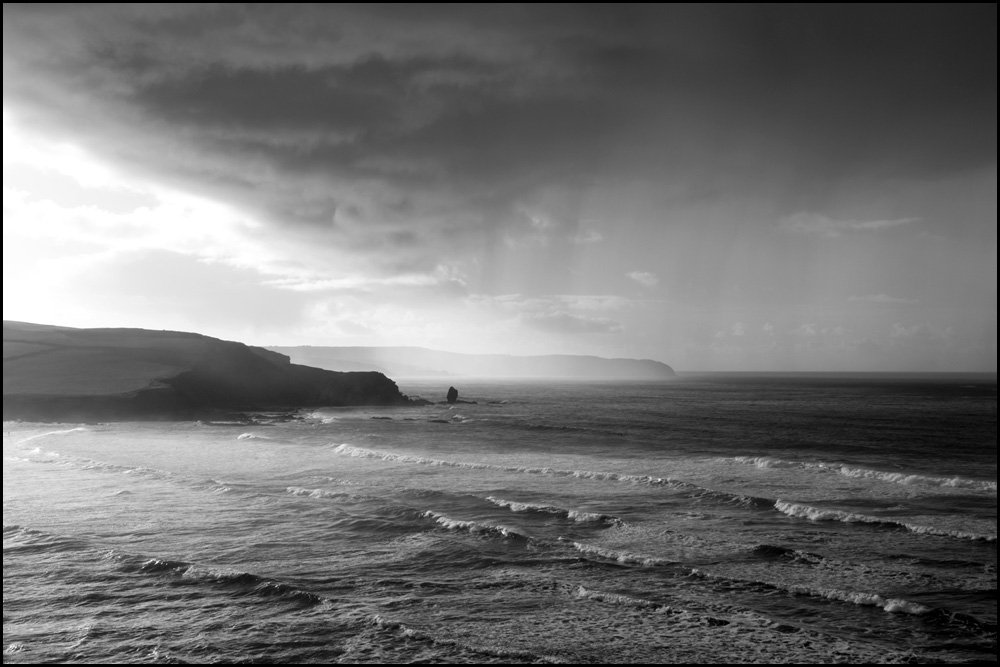 Another day, another heavy shower. Just missed me this one at the Long Stone in Bigbury Bay .... #Devon