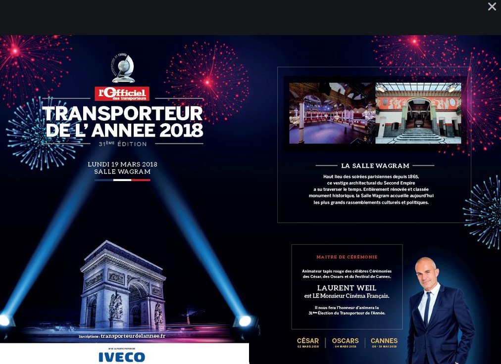 OThebdo (@othebdo) on Twitter photo Qui succédera à Philippe Doumen cette année ? Rendez-vous le 19 mars pour l'Élection du Transporteur de l'Année 2018, salle Wagram à Paris... Cette soirée sera animée par Laurent Weil 🎤, Monsieur Cinéma de Canal + 🎬 👉 En partenariat avec <a href="/IvecoFrance/">IVECO France</a> #Transporteur2018 Qui succédera à Philippe Doumen cette année ? Rendez-vous le 19 mars pour l'Élection du Transporteur de l'Année 2018, salle Wagram à Paris... Cette soirée sera animée par Laurent Weil 🎤, Monsieur Cinéma de Canal + 🎬 👉 En partenariat avec <a href="/IvecoFrance/">IVECO France</a> #Transporteur2018