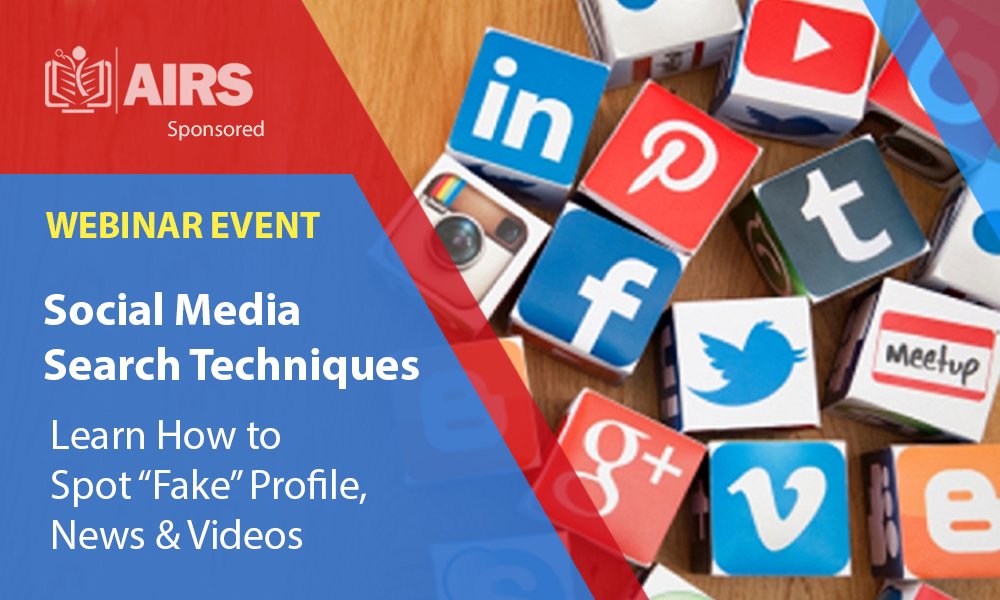 aofirss's tweet photo. Learn Social Media Search Techniques & Learn How to Spot “Fake” Profile, News & Videos
https://t.co/i24QDiX9Vz
#socialMedia #searchTechniques #fakeprofile #News #Videos #Airs #Webinar https://t.co/QznRl0qHi3