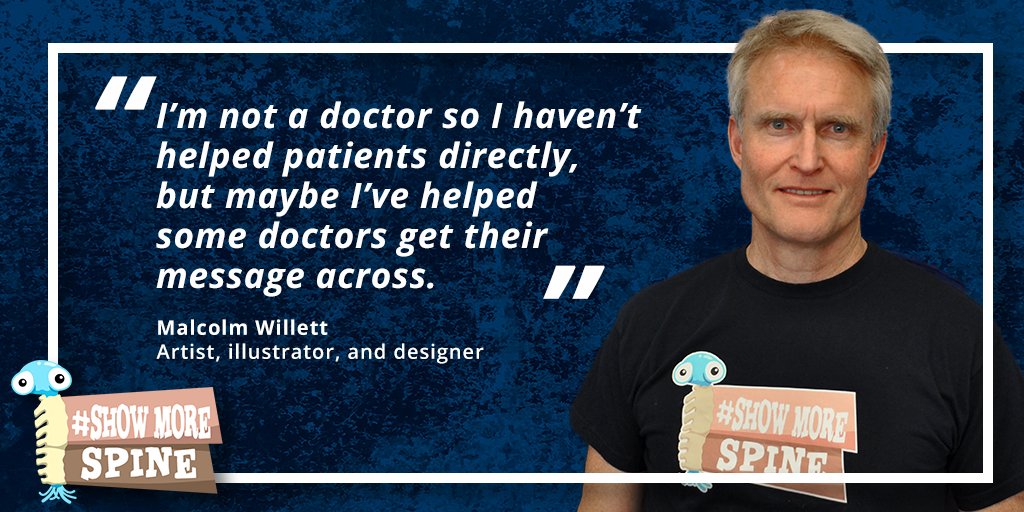 The talented artist Malcolm Willett who is behind the visuals of the #showmorespine campaign among other things is also one of the speakers at the #TMM Symposium. He will be talking about using art as a means to engage lay public in health dialogue – bit.ly/2HQKeTi #EBM