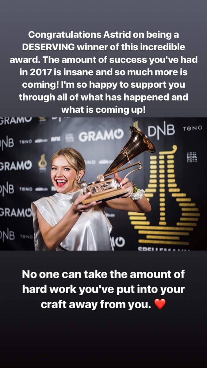 Felt like I had to share my opinion on the recent backlash Astrid has received after winning the Norwegian Grammy for Artist of the Year.