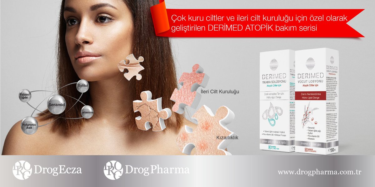 Drogpharma's tweet photo. Çok kuru ciltler ve ileri cilt kuruluğu için özel olarak geliştirilen DERİMED ATOPİK bakım serisi! #DerimedYıkamaSolüsyonu ile cildinizi yıkadıktan sonra #Derimed #Atopik Vucüt losyonunu kullanınız. https://t.co/8UcbbdPVYG