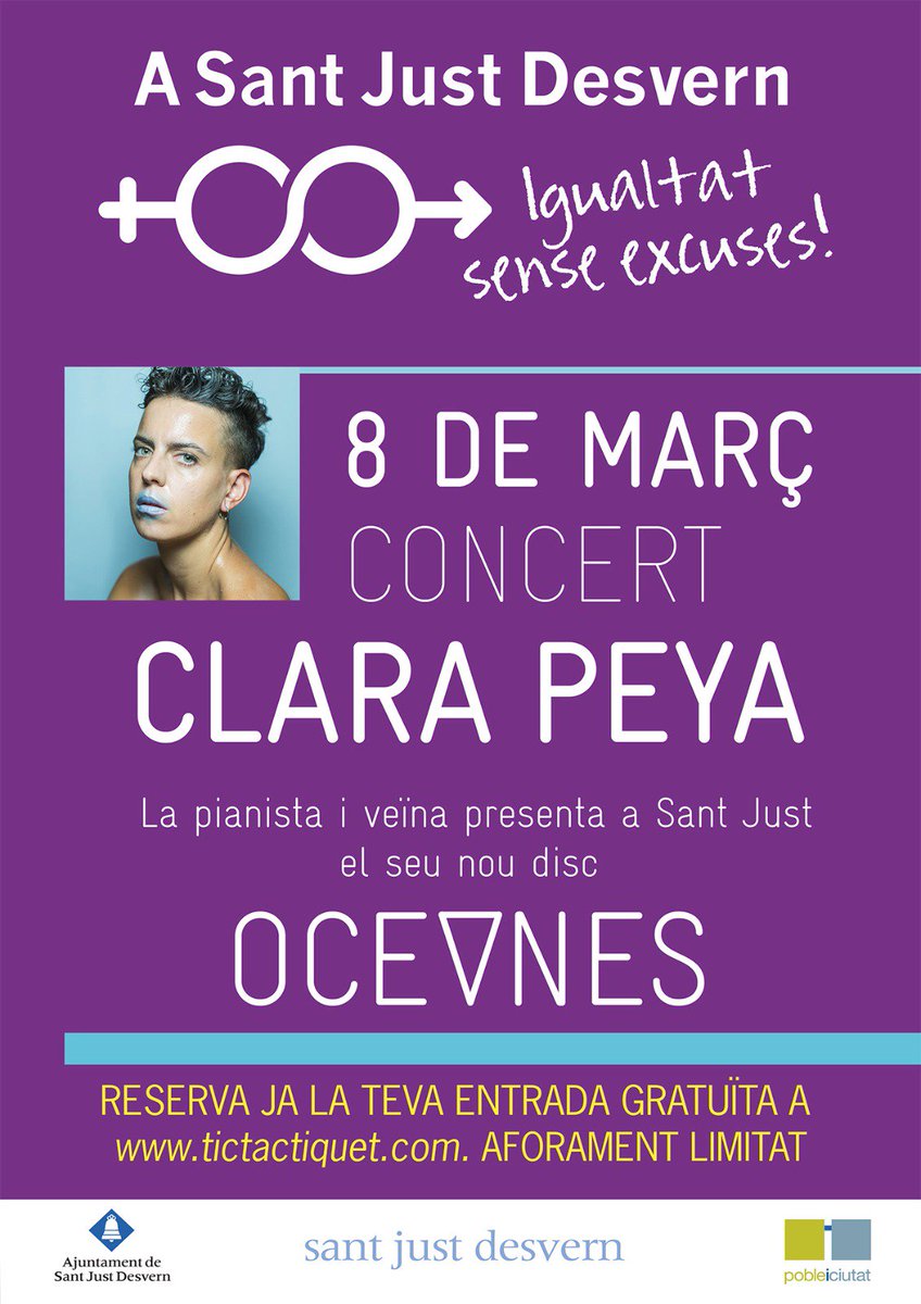 ginapol's tweet photo. La cita s'acosta!! #concert @clara_peya a #santjust #8M #oceanes #poderfemeni @santjustcat @CasalSantJust @radiodesvern https://t.co/aoKvTBYa1m