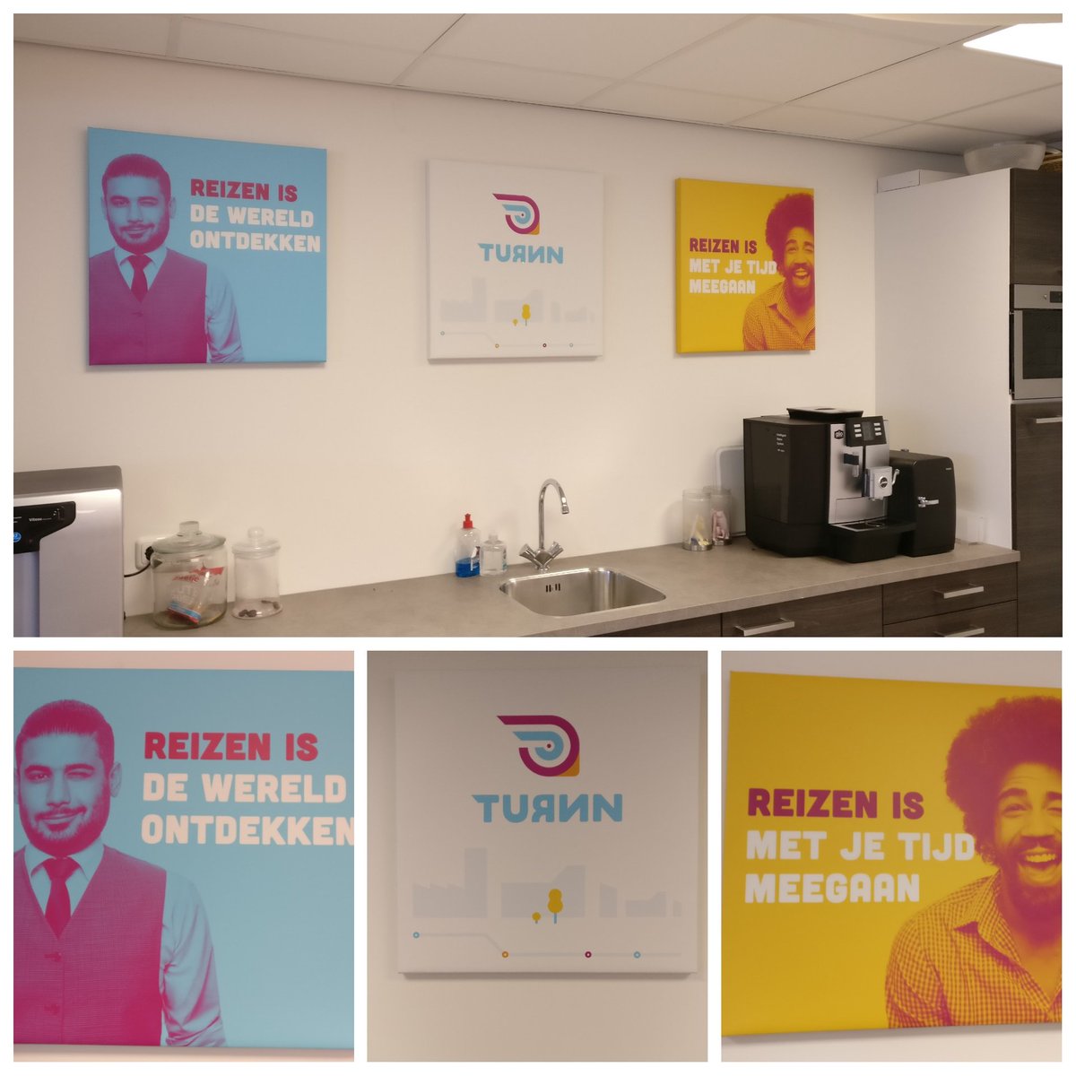 TURNN_NL's tweet photo. De lente lijkt nog niet in aantocht, dan maar middels deze promotie wat fleurigheid aanbrengen in het nieuwe kantoor #mooikleurrijkisnietlelijk #isdatdebroervanKlaasDijkhoff #drieopeenrij #reclame #doejijalmee #TURNN #TurnnAround #dekoffiestaatklaar https://t.co/gFcZ1SbwMo