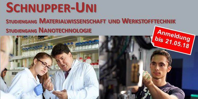 DeptWW_FAU's tweet photo. Am Montag, den 28. Mai 2018, findet die alljährliche Schnupper-Uni für interessierte Schüler der 10. bis 12. Jahrgangsstufe am #DeptWW statt. Mehr Infos hier: https://t.co/HuJGmmY3Oy
#schnupperuni #studium #materialwissenschaft #nanotechnologie https://t.co/FqSquW9YgW
