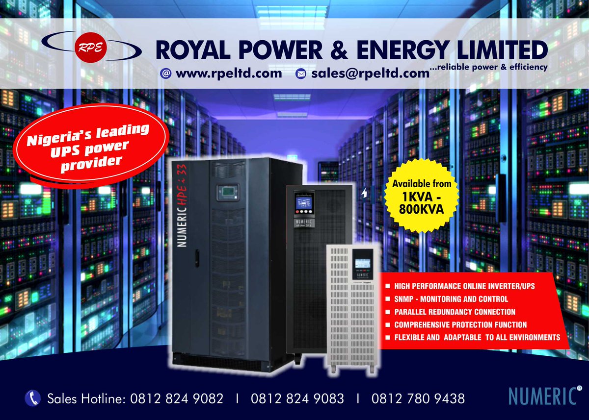 Royal Power and Energy Limited on Twitter: "Say yes to uninterrupted power supply with #RoyalPowerEnergyltd #UPS's Reliable , efficient and effective #RPEltd #UPS #Power #Electricity #Nigeria #Solarpower #Solarenergy https://t.co/d9cSh44CQd" / Twitter