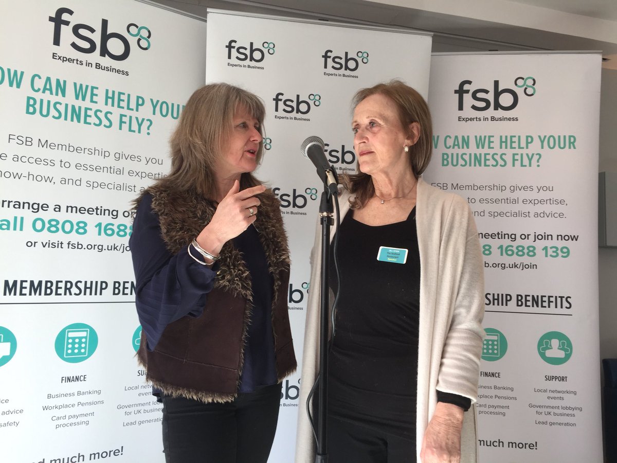 FSBCornwall's tweet photo. @AJVBarlow62 @madeforlife_ and Jill Stein @TheSeafood  have now been announced as our Ant and Dec double act at #FSBWomenCornwall conference today @FSBwomen We think they are better! @FSB_Voice https://t.co/jkM6fRx7tu