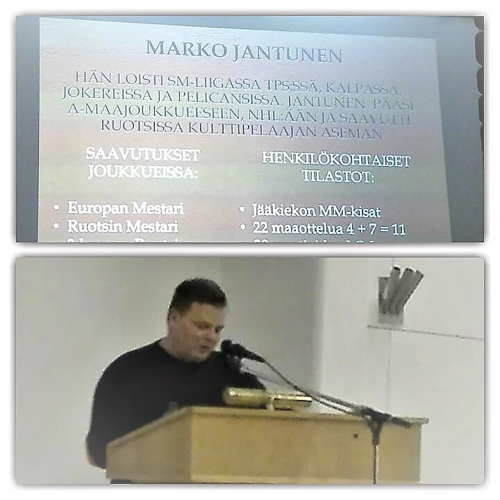 Arsca69's tweet photo. Entinen huippukiekkoilija ja nykyinen päihderiippuvainen Marko Jantusen pysäyttävä luento tänään koulussamme #markojantunen https://t.co/OzEiIhY7A7
