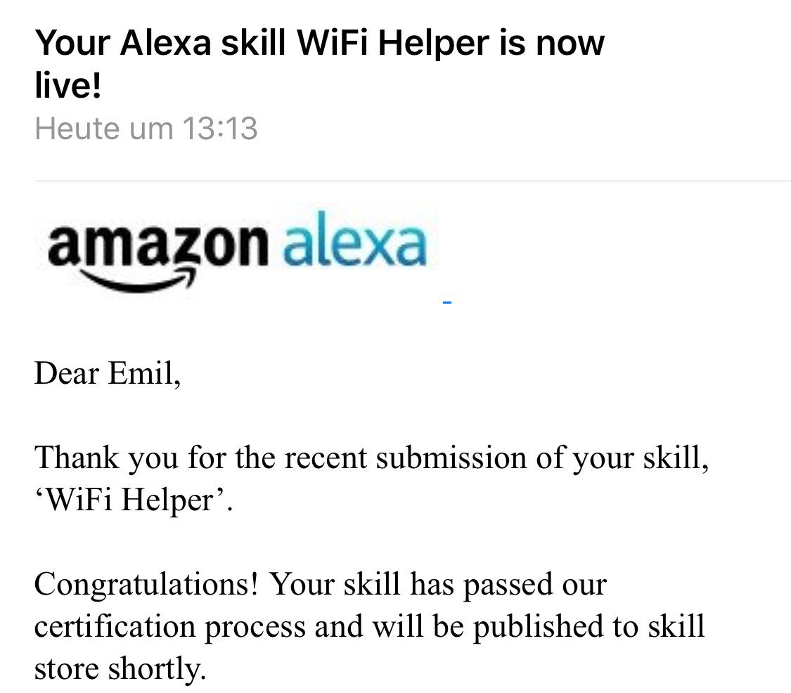 WLANHelfer's tweet photo. WLAN Helfer Skill gets its internationalisation as WiFi Helper for English users. And for all: a new method to enter the credentials via https://t.co/yic99rfArp just ask the Skill for the “connection code” to get the 6 digit code to enter on the webpage. https://t.co/o7ua1V4SqF
