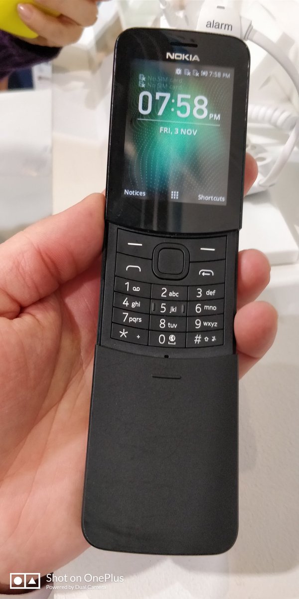 ParagonTesting's tweet photo. Last year @Nokiamobile brought the 3310 back from the dead. At #mwc18 it's the return of another classic, the 8110 aka the matrix phone! And it's now available in banana yellow too 🍌#ShotOnOnePlus https://t.co/5hYse3KPHE