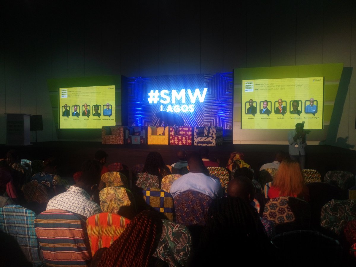 TechpointAfrica's tweet photo. We're live at #SMWLagos. The panel session themed "Digital Transformation: Does your business have what it takes to survive in the digital age?" Is about to begin. Powered by @MicrosoftNG https://t.co/H1tlm460Xs