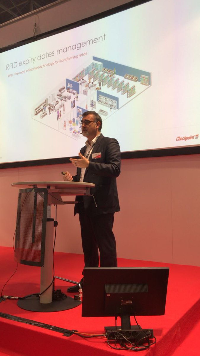 CheckpointSysDE's tweet photo. Checkpoint's Carlos Lopez talking about current trends and #RFID in #retail at the @EuroCIS fair. https://t.co/TLfZ5jsSGQ