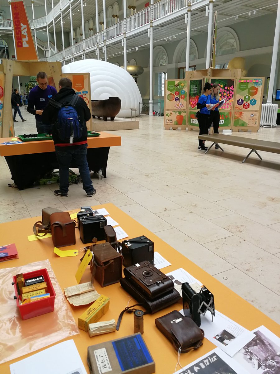 JulieOrford's tweet photo. Getting a breather after a busy hour at #CareersHive @NtlMuseumsScot it's been great to see students working out how to use some of our historic cameras #Wheresthescreen https://t.co/29PyE9qv5C