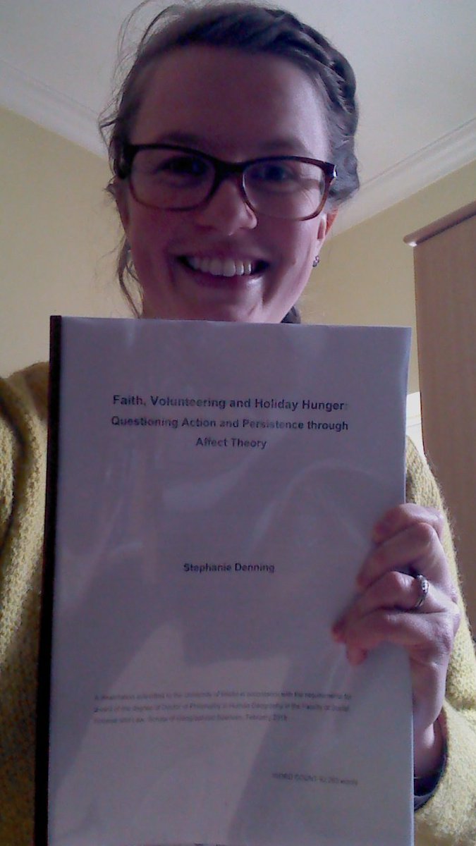 So today I submitted my PhD thesis for examining! #volunteering #actionresearch #affecttheory #holidayhunger