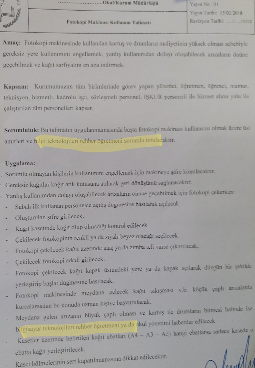 burcuyilmaz_bte's tweet photo. Neyseki BİLGİ ya da BİLGİSAYAR teknolojileri rehber öğretmeni diye bir görevlendirme şekli yok. yoksa KARTUŞ değiştirme gibi eğitim öğretim ile doğrudan ilgili olmayan memura hizmetliye yaptiramadiklari işleri resmi yaziyla öğretmene yaptiriyor gibi çocuklar adına  üzücü olurdu https://t.co/YQLAq02Gs1