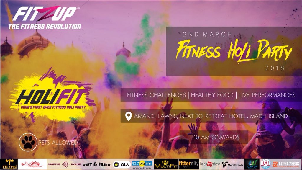 Mumbai927bigfm's tweet photo. We’re proud to associate with @fitzupofficial with Holi just around the corner it is important to have fun, but we want you to be fit too!
Send us your fitness videos on 9322927927 & you may have the chance to attend the most fit and fun Holi party in the city!
#Holifit https://t.co/8vybsMf0DL