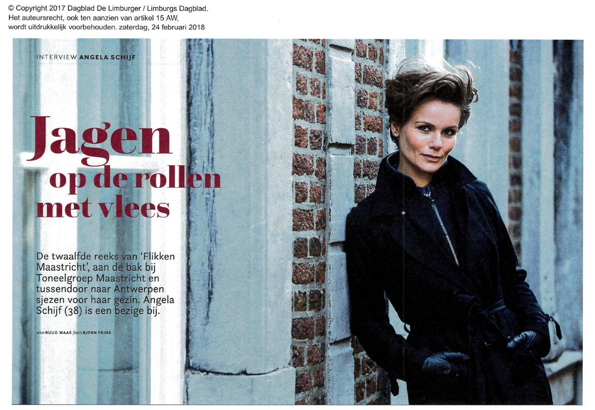 Vorig weekend verscheen er een interview met Angela Schijf in L-Magazine, de weekenduitgave van <a href="/delimburger/">De Limburger</a>. Naast haar twaalfde seizoen bij Flikken Maastricht, speelt Angela ook een hoofdrol in de nieuwste productie van @TgMaastricht 'La Superba'. bit.ly/2Fx9tt9