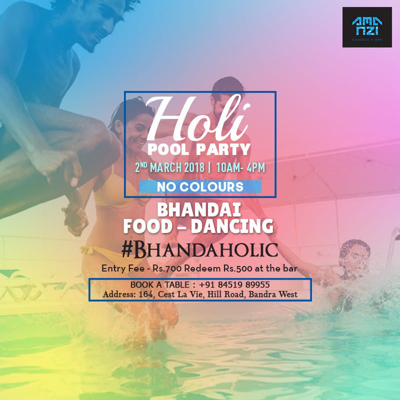 What's better than a crazy pool party to celebrate the craziest festival - Holi? 
Book your passes now!
2nd March, 10 AM to 4 PM.
.
.
.
#Bhandaholic #holiparty #poolparty #nocolours #colourfreeholi #bestpoolparties #poolpartiesinmumbai #bestholiparties #holibash #holicelebrations
