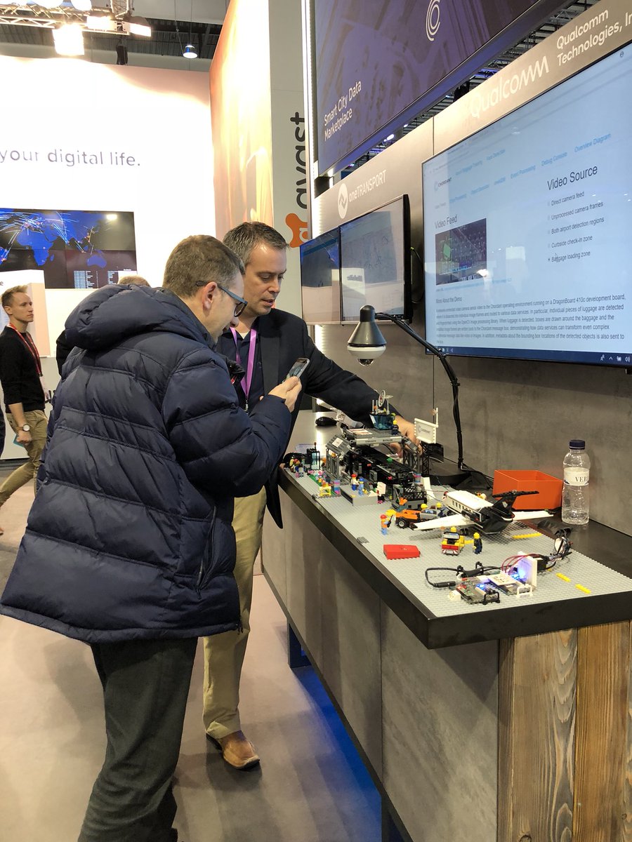 mychordant's tweet photo. Steven Burr shows off our LEGO IoT airport use case to an interested passerby #mwc18 https://t.co/vjV6l725G5