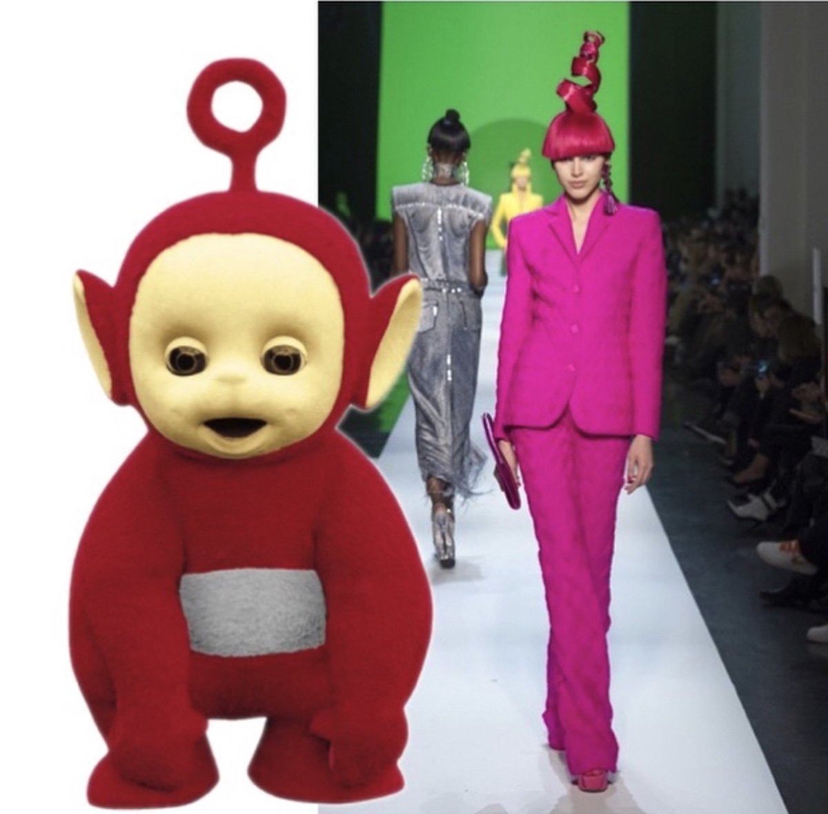 wo_moda's tweet photo. Flashback dall'infanzia
#teletubbies
@JeanPaulGautie1 @TeletubbiesHQ #hautecouture #ParisFashionWeek #PFW #PFW18 #unlikelystyleicon #TRASHendentale #moda #FashionWeek #fashion https://t.co/RMib0ESZzU