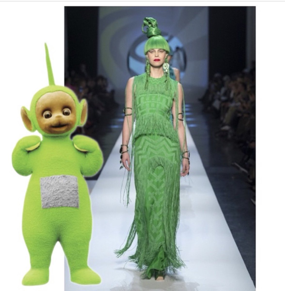 wo_moda's tweet photo. Flashback dall'infanzia
#teletubbies
@JeanPaulGautie1 @TeletubbiesHQ #hautecouture #ParisFashionWeek #PFW #PFW18 #unlikelystyleicon #TRASHendentale #moda #FashionWeek #fashion https://t.co/RMib0ESZzU