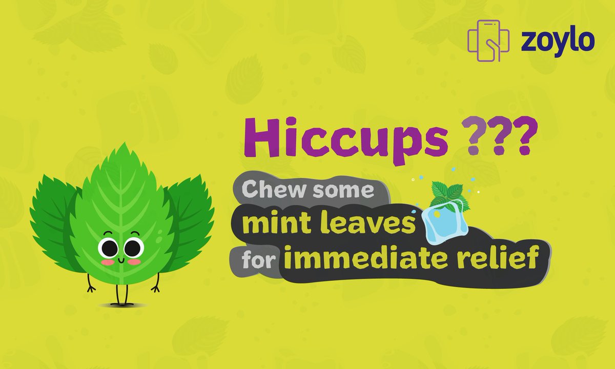 ZoyloDigiHealth's tweet image. We rush to get some water while having hiccups. However, chewing some mint leaves can give immediate relief from the problem #HiccupsTips #HealthForAll #SimpleHealthTips #Zoylo #HealthTips