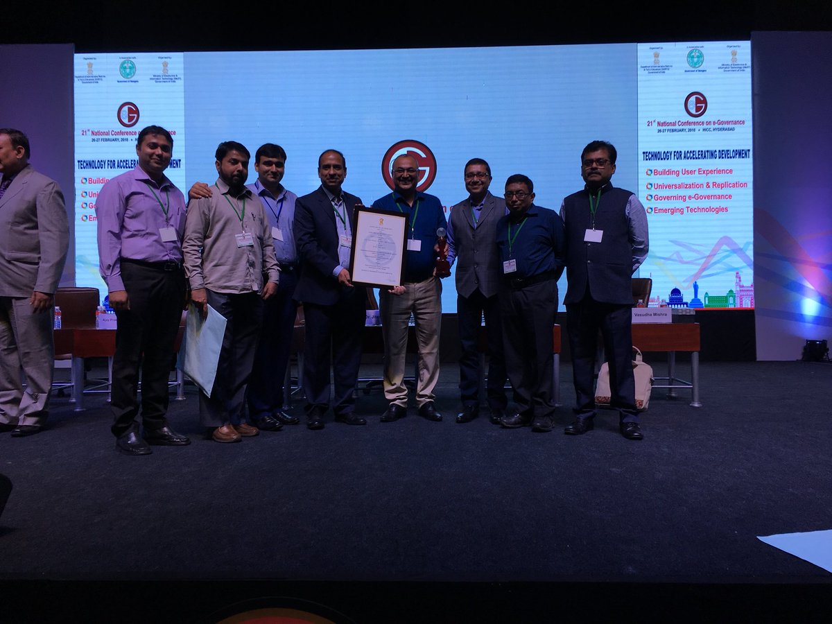 Randhir_Kumar_'s tweet image. eAbgari has been awarded National eGovernance Award (Silver) for Excellence in Government Process Re-engineering at 21st National Conference for e-Governance 2018 at Hyderabad today.
