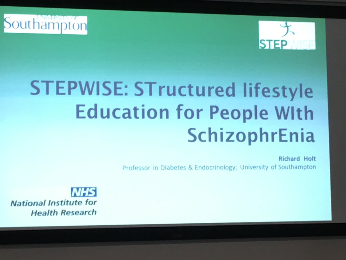 Mental_Elf's tweet photo. Our next speaker is @RichardIGHolt who will be talking about the @STEPWISE_Trial which is looking at a group-based lifestyle education programme vs. usual care to reduce weight in people with schizophrenia https://t.co/xTqreKTSXr #PrimroseWorkshop #Obesity #Psychosis https://t.co/9DMGk8FlJx