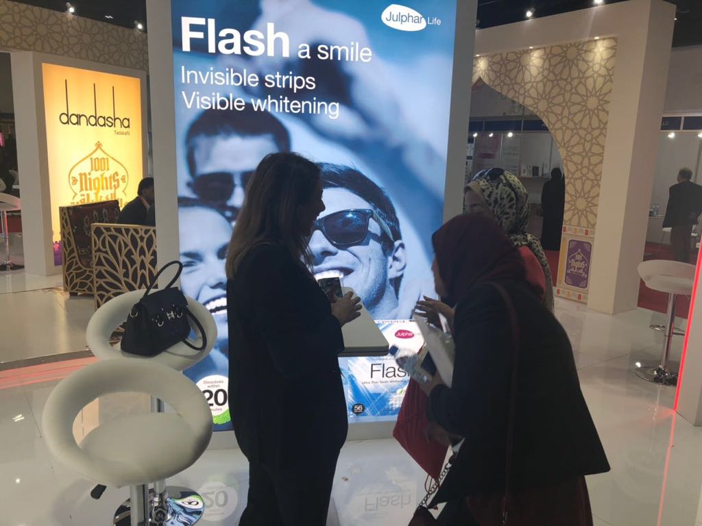 JulpharLife's tweet photo. Julphar Life is participating at DUPHAT 2018.
Here is our team interacting with the visitors and showcasing two of our most innovative products at the exhibition.
Do visit us at DUPHAT 2018 between 27th February and 1st March to know more.
duphat2018 #duphat #mayaheatpatch #flash https://t.co/B1U4XGvOt7