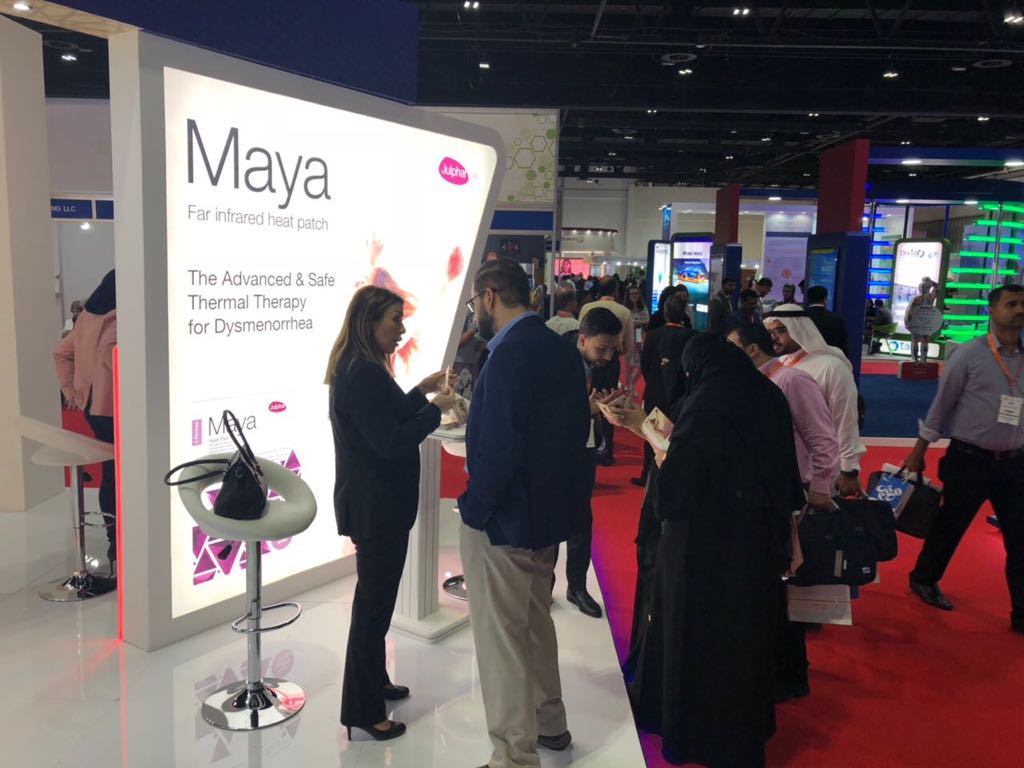 JulpharLife's tweet photo. Julphar Life is participating at DUPHAT 2018.
Here is our team interacting with the visitors and showcasing two of our most innovative products at the exhibition.
Do visit us at DUPHAT 2018 between 27th February and 1st March to know more.
duphat2018 #duphat #mayaheatpatch #flash https://t.co/B1U4XGvOt7