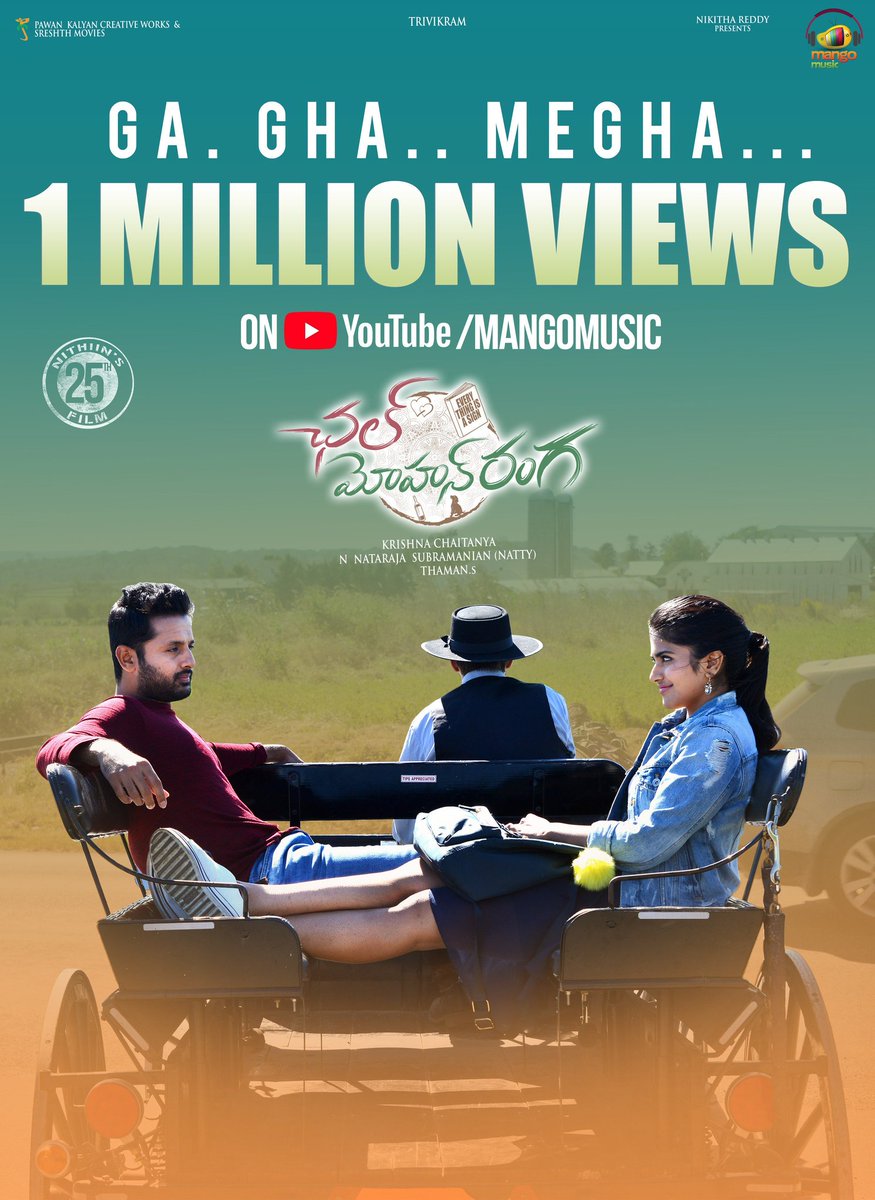 ONFWA_Official's tweet photo. 1 Million Views #GaGhaMeghaLyrical!
https://t.co/7lvDK3t9Jw
@actor_nithiin @akash_megha @MusicThaman #PKCreativeWorks #Trivikram #SreshthMovies @CMRTheFIlm #CMRFirstSingle @RahulNOfficial @kk_lyricist https://t.co/spHh7QVeFg