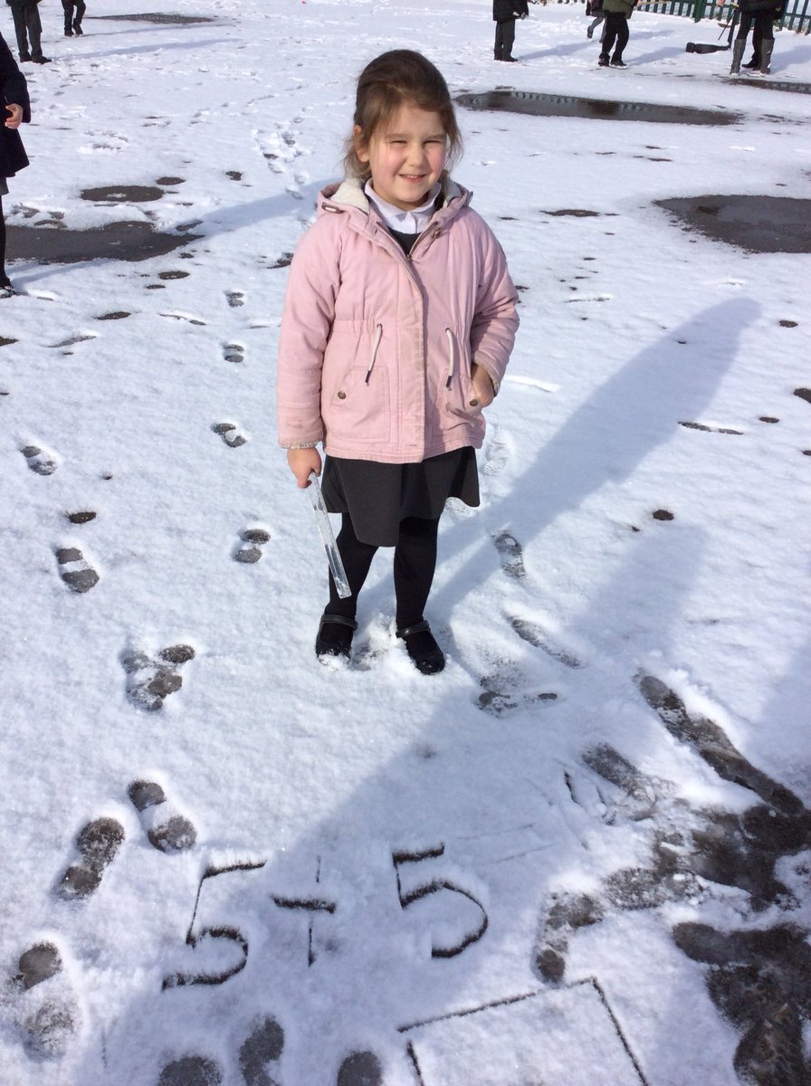 stgac1's tweet photo. We wrote some number bonds to 10 in the snow! What a great morning #snow #mathsinthesnow https://t.co/paL0MZks1U