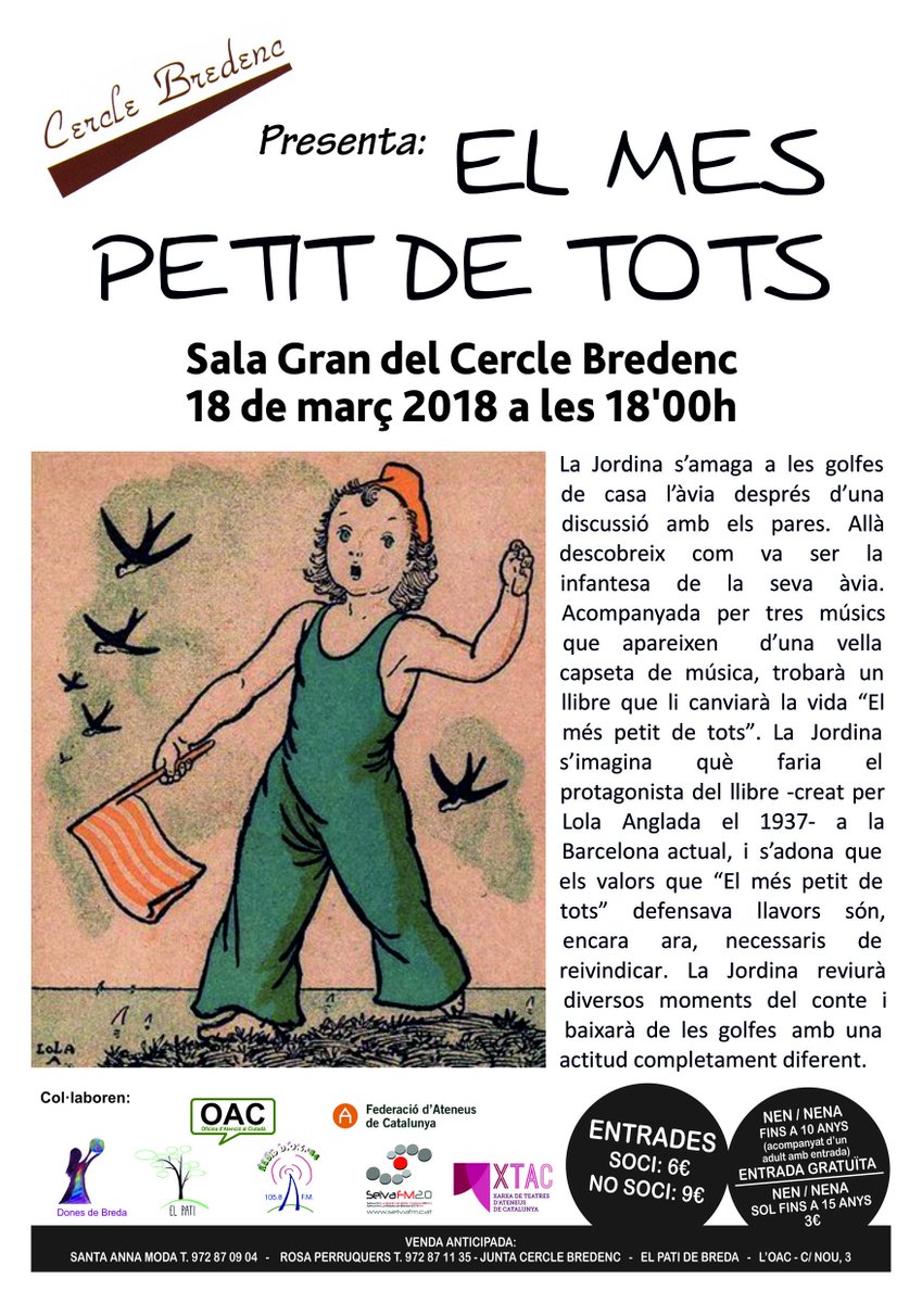ElMesPetitdTots's tweet photo. El proper 18 de març "El més petit de tots" musical amb músics en viu inspirat en el conte de Lola Anglada a Breda i el 21 d'abril "Merci Lola" a l'Hospitalet de Llobregat, seguirem informant... @ttp_cat @CAL_cat @fundacioxarxa @CircCric @arilalari @jordicente https://t.co/7rxPd40uX7