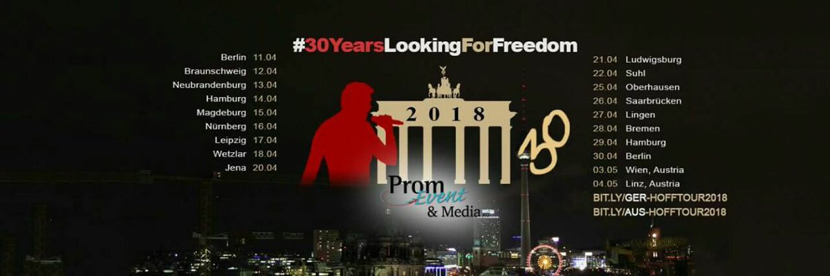 DHoffLive's tweet photo. #30YearsLookingForFreedom - Ready to rock your socks HOFF? Get your tickets here (Austria) https://t.co/hLXQwefqzz … or here (Germany) https://t.co/4RyCpgr5E2 …#HasselhoffIsBack - photo by @davidnet https://t.co/QGUQx2gezf