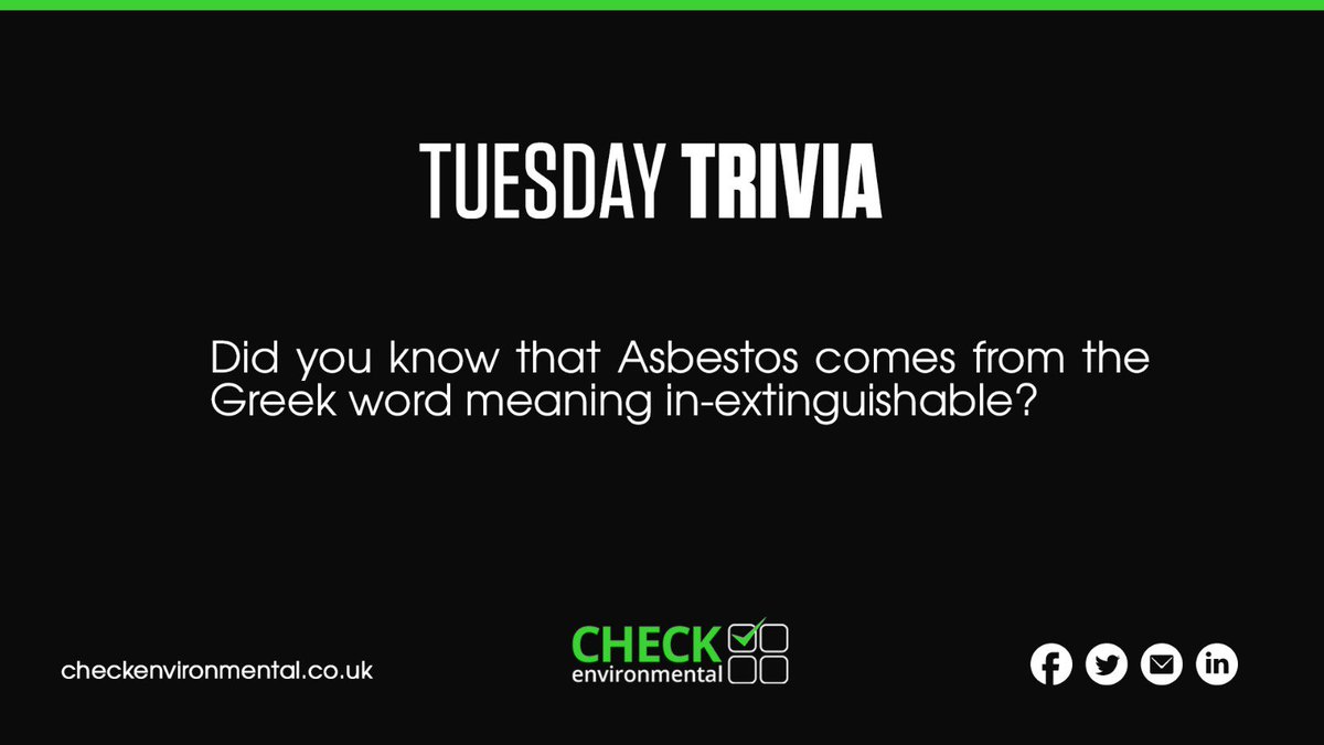 We have all the knowledge to help solve your Asbestos queries #AsbestosExperts
#TuesdayTrivia 

Click here to learn more: bit.ly/2BM7GkW