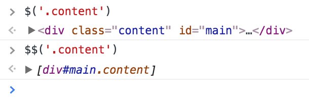 KittyGiraudel's tweet image. Reminder that $(..) and $$(..) are aliases for document.querySelector(..) and document.querySelectorAll(..) respectively in most developer tools (Chrome, Firefox, Safari…).