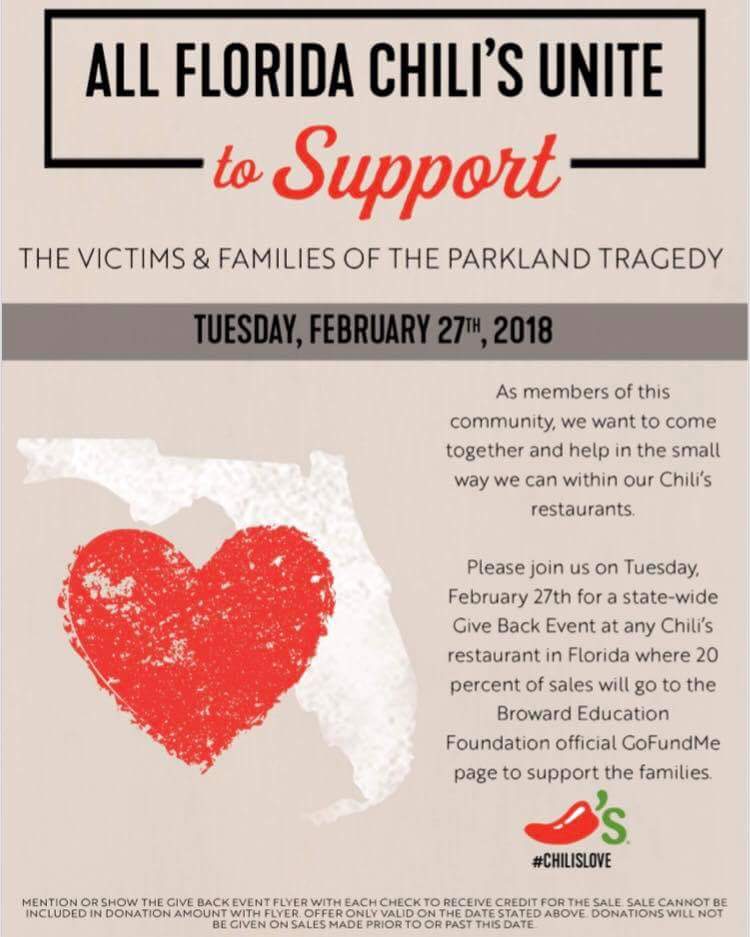 jimsaba89's tweet photo. What a great cause and a great event for those in need! Everyone take time to stop by a local chilis to help the victims of this tragedy! @KisselRich @Stephsteph37 @ilaniaaa @KatieLAnd117 @rgleber22 @TonyViola8 https://t.co/vzlyCLbfej