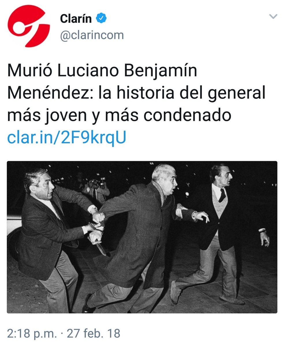 No <a href="/clarincom/">Clarín</a>, no murió un general, Luciano Benjamín Menéndez era un genocida, fue dado de baja del Ejército, lo cual implica la pérdida de su rango y su condición de militar. Entiendo que Magnetto puede estar triste, pero no es para que te pongas a operar manipulando la realidad
