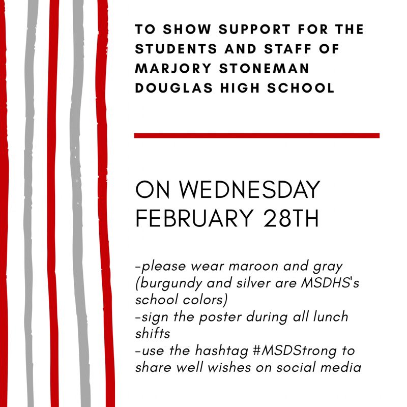 Bulldog_Tribune's tweet photo. ‼️‼️ tomorrow show your support and respect for the victims and their families by wearing maroon and grey‼️‼️ #MSDStrong https://t.co/rEoStGshsJ
