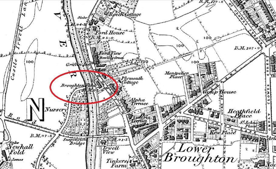 Markwcharnley's tweet photo. #OTD 1841 #Broughton #Ford, #River #Irwell, #Salford reopened and a chain ferry established, lasting to 1865 after being washed away by several floods. @VisitSalford @SalfordMuseum #History https://t.co/BGWXqJWSkL
