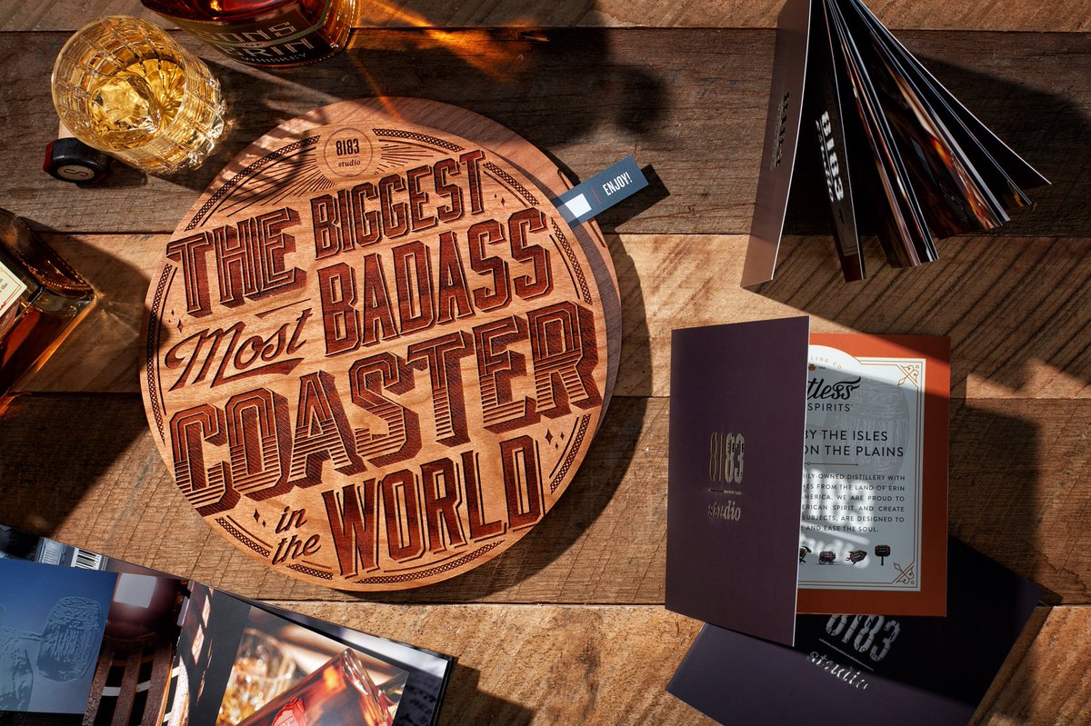 8183Studio's tweet photo. Over the past year &amp; a half we’ve been producing awesome work with @whiskeydesign and @RestlessDuffy. We decided we wanted to show it off. What better way than to create a big badass coaster? https://t.co/cq5brWVjIL