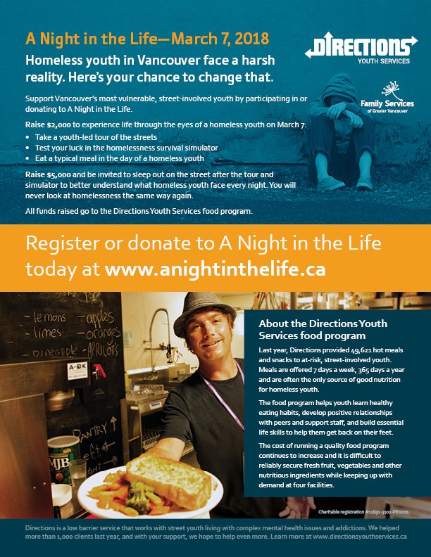 Directions_FSGV's tweet photo. It's not too late to register for #anightinthelife! Our press release explains the crucial role food plays in transformation, and how youth experiencing homelessness feel the impacts of food insecurity the most. https://t.co/2SPMlmgRdj #vancouver #events #FSGV #foodsecurity https://t.co/YK8Wz0XNoH