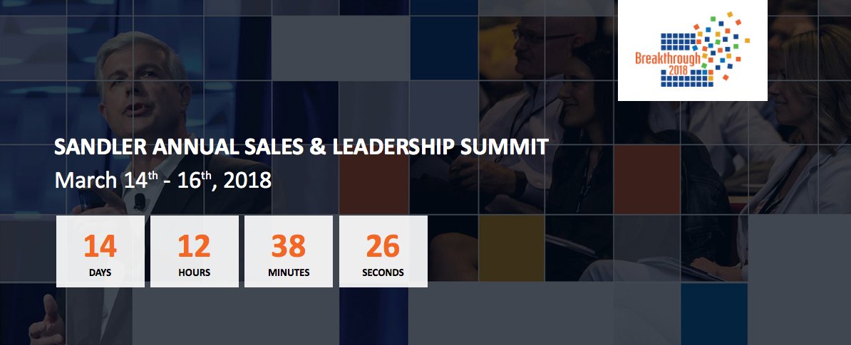 SandlerTraining's tweet photo. We're 2 weeks away from this year's Sandler Annual Sales &amp; Leadership Summit! Don't miss out on the best practices and trends in sales and management. Register today! #SandlerSummit https://t.co/7NXC0cjaAS https://t.co/3HgJRrHZOh
