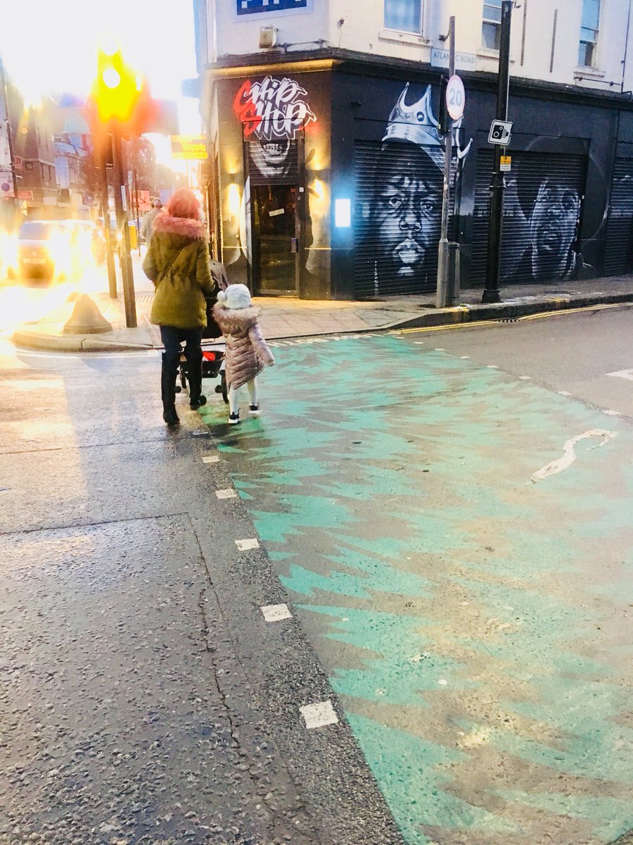 kirstyken's tweet photo. Alternative crossing livening up the streets of #Brixton - big believer in small playful urban interventions! Leas keen on the very long light cycle on this #febfreeze day! https://t.co/koAVHjuukz