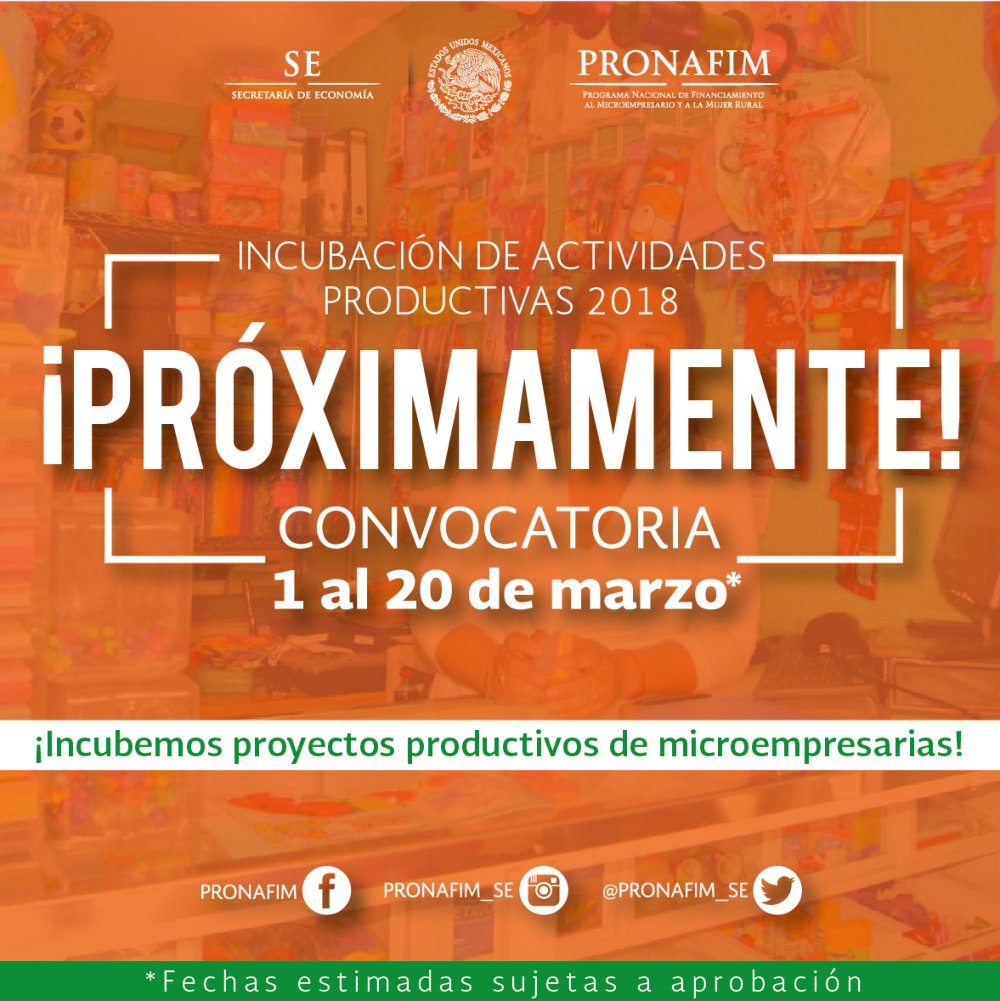 incubaempresas's tweet photo. ¡Atención! Si eres una organización interesada en incubar proyectos productivos, participa próximamente en la #ConvocatoriaDeIncubaciones del #PRONAFIM Conoce más: https://t.co/F0rYhF5WOH https://t.co/gFAbfZcRRQ