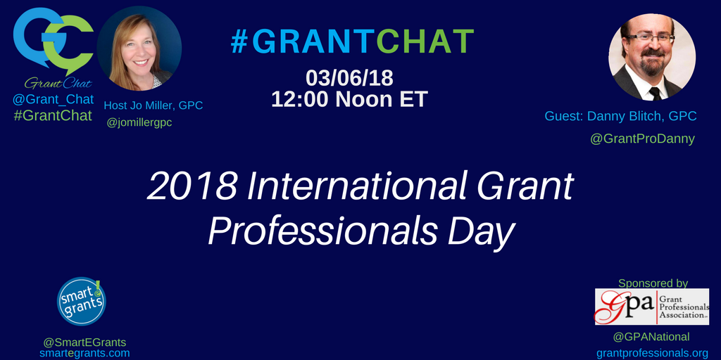 Grant_Chat's tweet photo. Join us next week on 03/06/18 @ 12pm ET with guest @GrantProDanny for 2018 International Grant Professionals Day #IGPD #grantchat https://t.co/a9gNTpJg2V